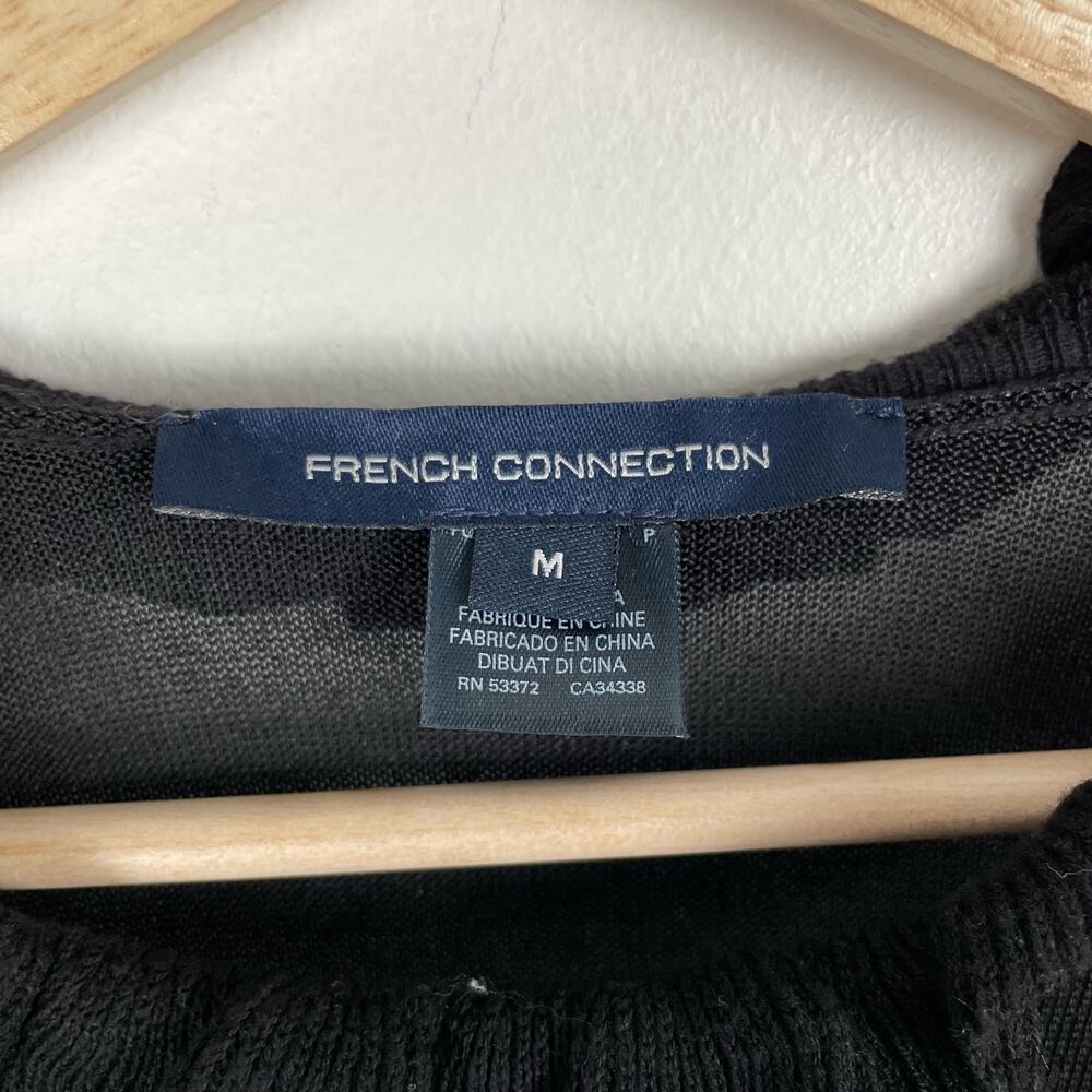 French Connection Lindsey Sheer Yoke Long Sleeve Sweater Dress Black Size M - Picture 7 of 12